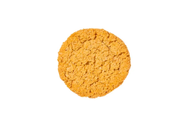 One Cookie Biscuit White Isolated Background Top View — Stock Photo, Image
