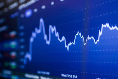 Grafik konsepti olarak borsa alım satım grafiği. Finansal yatırım veya ekonomik trendler iş tasarımı. Soyut finans geçmişi. Düşük açılı çekim..