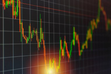 Ekran elektronik borsası çevrimiçi ticaret platformu, seçici odak, yakın çekim.