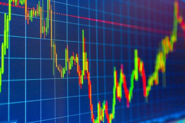 Ekran elektronik borsası çevrimiçi ticaret platformu, seçici odak, yakın çekim.