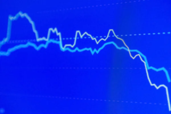 Abstract Finance Crisis Curve Blauwe Achtergrond Investeringen Marketing Concept Wazig — Stockfoto