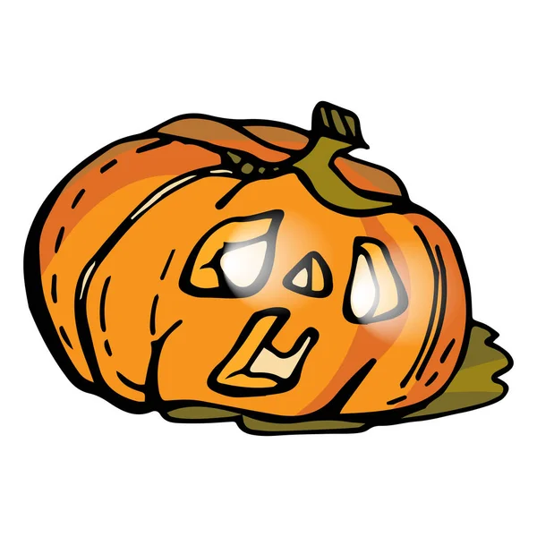 Citrouille Pour Halloween Dessin Graphique Lanterne Jack Une Citrouille Rouge — Image vectorielle