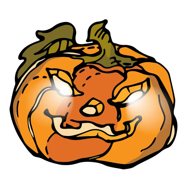 Abóbora Para Halloween Desenho Gráfico Lanterna Jack Uma Abóbora Vermelha —  Vetores de Stock