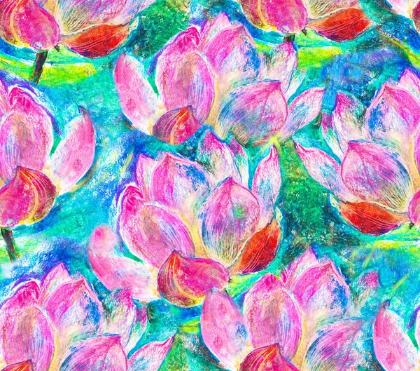 Lotus Rose Lily Sur Eau Verte Bleue Bourgeon Avec Beaux — Photo
