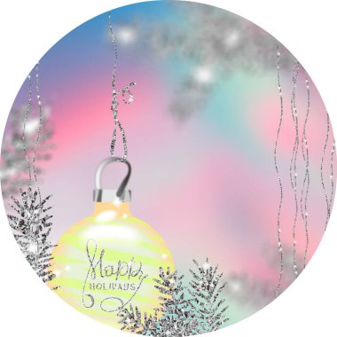 Yeni yıl. Noel kartı. Şenlikli bir sürpriz. Tebrik için bir pankart. Dijital çizim. Noel kutlamaları için arka plan. Dijital grafikler. Balodaki yazı. Mutlu Noeller. Kış. Pembe don. Karlı kış. Tebrikler.