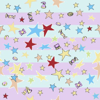 Kusursuz desenler. Festivalsel geçmişin dokuları. Şekerlerin, hediyelerin, yıldızların grafiksel yinelenen dokusu. Manüel grafikler. Dikiş işleri için duvar kâğıdı, koleksiyon defteri. Hediye paketi, kartpostal. Paskalya, Noel, Anneler, Sevgililer Günü