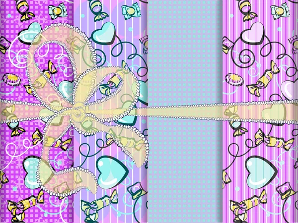 Hearts Candies Confetti Purple Pink Backgrounds Scrapbooking Digital Design Rectangular — Stock Photo, Image