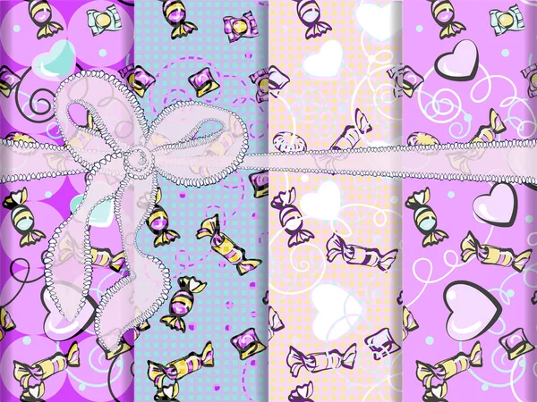 Corazones Caramelos Confetti Purple Rosa Fondos Para Scrapbooking Diseño Digital — Foto de Stock