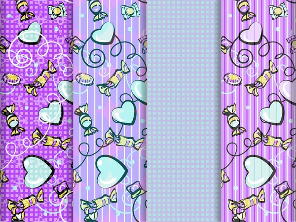 Hearts Candies Confetti Purple Pink Backgrounds Scrapbooking Digital Design Rectangular — Stock Photo, Image