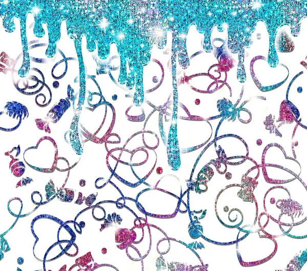 タンブラーテンプレート20 62Cm20 83Cm Pngマスク 心とお菓子とカラフルな装飾 泡の煙 キラキラと休日 バレンタインデーにはクリスマス バナー ポストカードノートブック — ストック写真