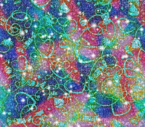 Шаблон 62Cmx20 83Cm Абстракция Эффект Красочный Орнамент Сердечками Сладостями Блёстки — стоковое фото