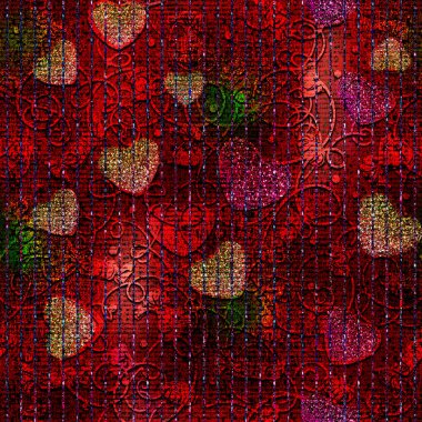 Kusursuz bir doku. Kalpler. Parıltılı soyut karanlık çizimler. Altın ve gümüşle zenginleştirilmiş. Kadife gibi bir parıltı. Kartpostallar, kumaş ve yapıştırma kitabı için. Noel ve partiler için..