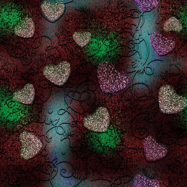 Kusursuz bir doku. Kalpler. Parıltılı soyut karanlık çizimler. Altın ve gümüşle zenginleştirilmiş. Kadife gibi bir parıltı. Kartpostallar, kumaş ve yapıştırma kitabı için. Noel ve partiler için..
