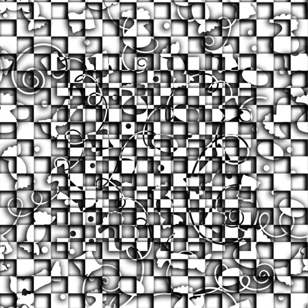 Background Seamless Black White Abstraction Geometric Shapes Candies Shadows Plaster — Fotografia de Stock