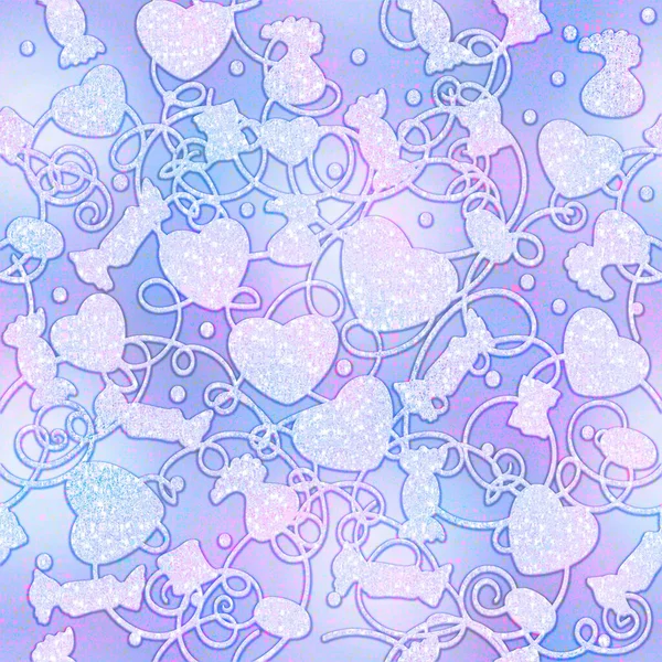 Background Seamless Pink Hearts Wedding Texture Romantic Drawing Valentine Day — 图库照片