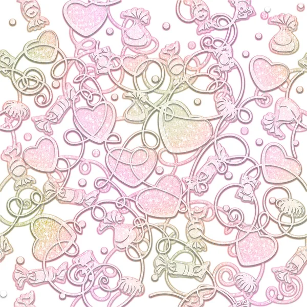 Achtergrond Naadloos Roze Met Harten Bruiloft Textuur Romantische Tekening Valentijnsdag — Stockfoto