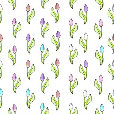 Kusursuz soyut bir arkaplan. Spiral kıvrımlar. Labirentler ve çizgiler, pembe, yeşil ve mor. Hassas pastel renkler. Beyaz arka planda elle çizilmiş grafikler. Sevgililer günü, doğum günü, düğün için..