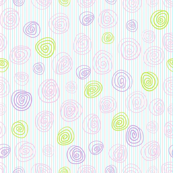 Seamless Abstract Background Spiral Curls Mazes Stripes Pink Green Purple — Wektor stockowy