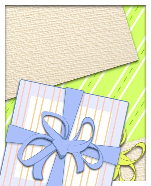 Postcard Banner Digital Flat Drawing Gift Box Bright Packaging Tied — Stock Photo, Image