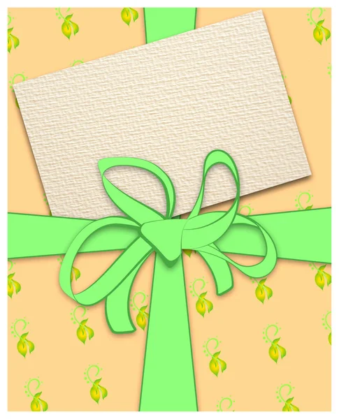 Открытка Баннер Цифровой Плоский Рисунок Подарочной Коробки День Рождения Пасху — стоковое фото