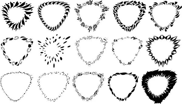 Set Collection Silhouettes Couronnes Fleurs Set Collection Ornements Noirs Blancs — Image vectorielle