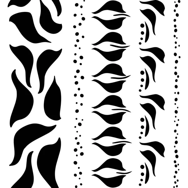 Απρόσκοπτη Σιλουέτα Συνόρων Μαύρο Περίγραμμα Floral Στολίδια Μαύρο Και Άσπρο — Διανυσματικό Αρχείο