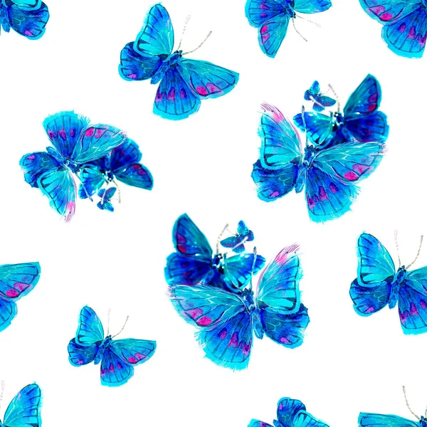 Απρόσκοπτη Υφή Πεταλούδες Μια Επαναλαμβανόμενη Ακουαρέλα Ναφθαλίνες Πολλά Ιπτάμενα Έντομα — Φωτογραφία Αρχείου