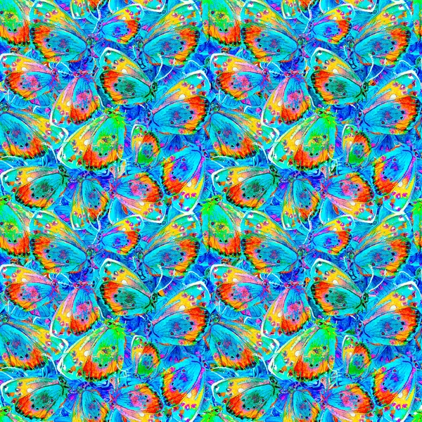 Nahtlose Textur Mit Schmetterlingen Eine Sich Wiederholende Aquarellzeichnung Von Motten — Stockfoto