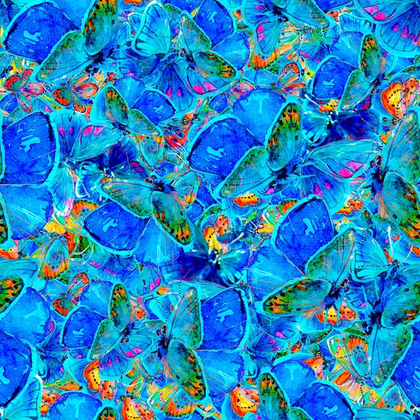 Sömlös Textur Med Fjärilar Upprepande Akvarell Ritning Malar Hel Del — Stockfoto