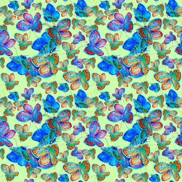 Textura Perfecta Con Mariposas Dibujo Repetitivo Acuarela Polillas Una Gran — Foto de Stock