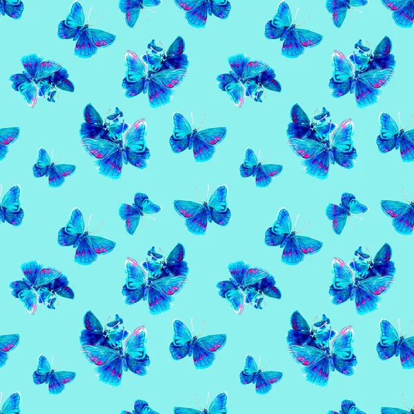 Nahtlose Textur Mit Schmetterlingen Eine Sich Wiederholende Aquarellzeichnung Von Motten — Stockfoto