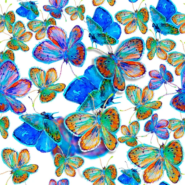 Textura Perfecta Con Mariposas Dibujo Repetitivo Acuarela Polillas Una Gran — Foto de Stock