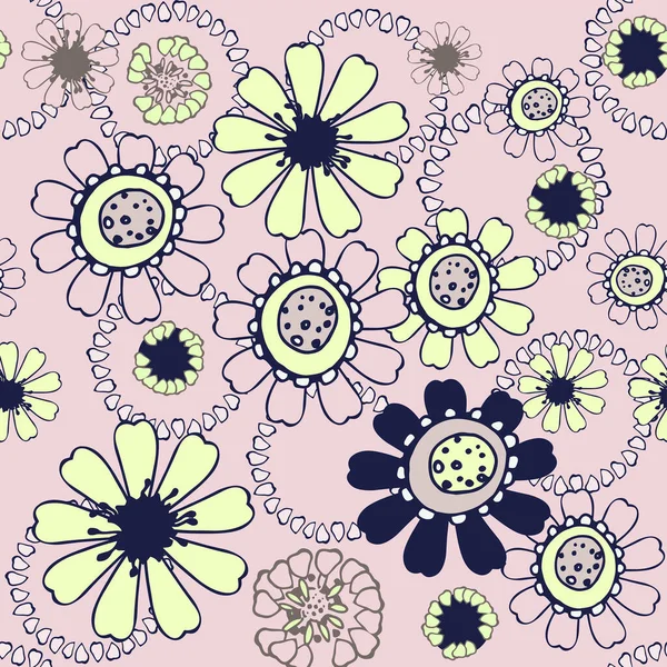 Ett Upprepat Mönster Sömlös Blomsterprydnad Doodle Blommig Teckning Handgjord Grafik — Stockfoto