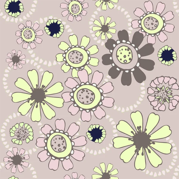 Patrón Repetitivo Adorno Flores Sin Costuras Dibujo Floral Doodle Gráficos — Foto de Stock