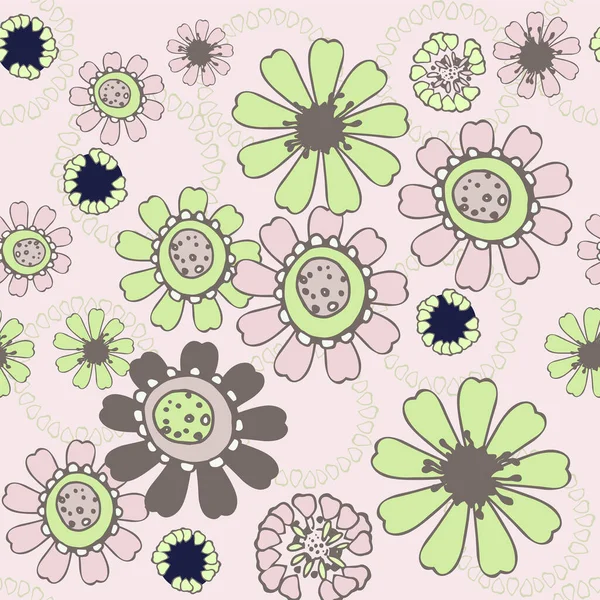 Ett Upprepat Mönster Sömlös Blomsterprydnad Doodle Blommig Teckning Handgjord Grafik — Stockfoto