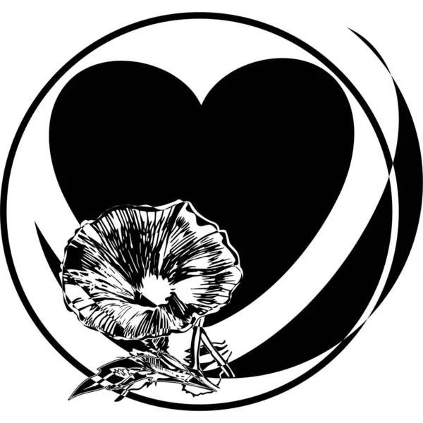 Silhouettes Stencils Black Graphic Drawing Sublimation Hearts Flowers Valentine Day — Stock Photo, Image