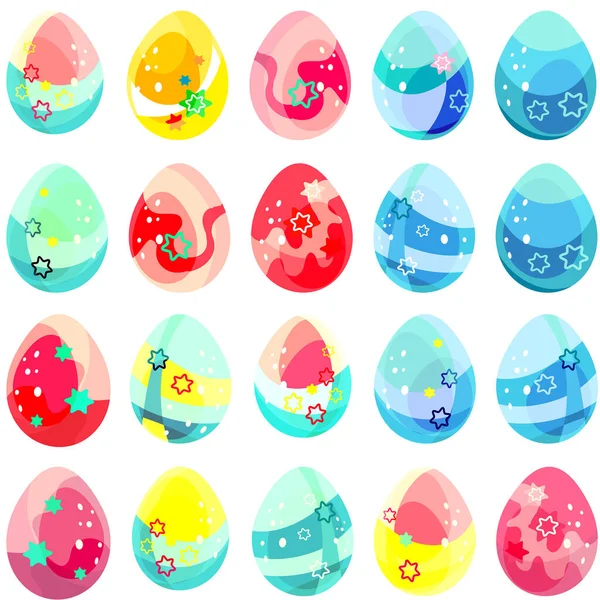 Huevos Pascua Clipart Set Colección Una Imagen Dibujos Animados Brillante — Vector de stock