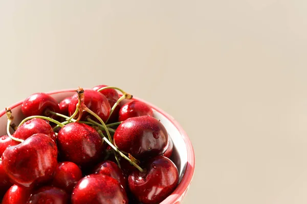 Healthy Eating Concept Cherries Bowl Isolated Background Fresh Ripe Black — Fotografia de Stock