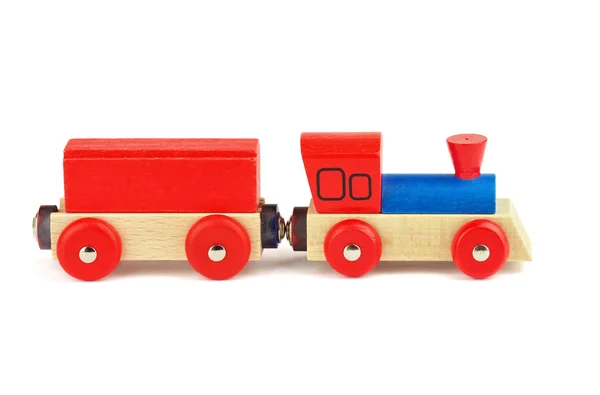 Wooden toy train isolated on white background — Stock Photo, Image