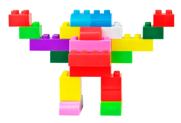 Robot jouet fabriqué à partir de jouets en plastique blocs colorés — Photo