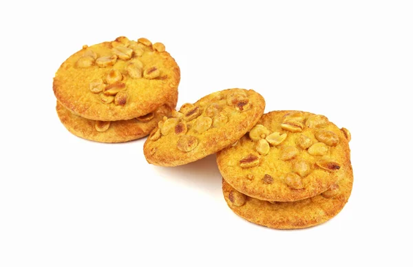 Cookie-k mogyoróval fehér alapon — Stock Fotó