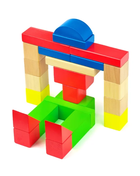 Toy robot made from toy wooden colorful bricks — Stock Photo, Image