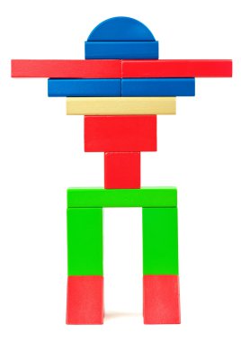 oyuncak robot oyuncak ahşap renkli tuğladan yapılmış