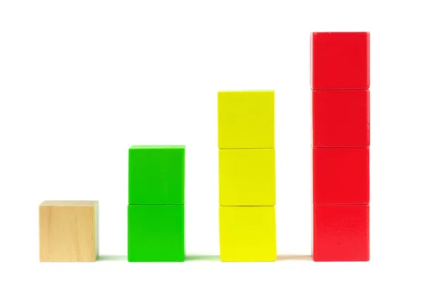 Colorful toy blocks on white background. Business graph — Stock Photo, Image
