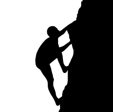 gün batımında tırmanıcı silüeti. tasarım öğesi.