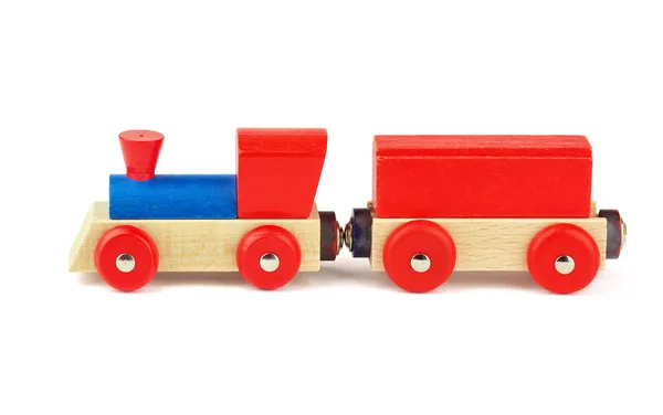 Wooden toy train isolated on white background — Stock Photo, Image