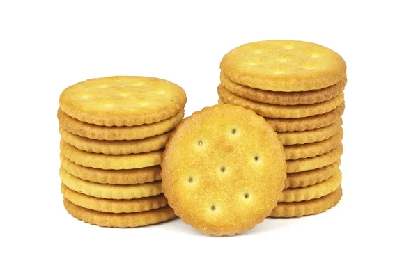 Galletas saladas aisladas sobre fondo blanco — Foto de Stock