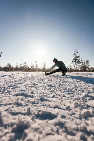 Esportes Livre Inverno Para Promoção Saúde Uma Vista Lateral Jovem — Fotografia de Stock