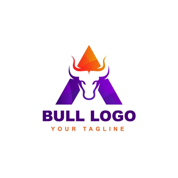 Letra Logo Con Concepto Animal Cabeza Toro — Vector de stock