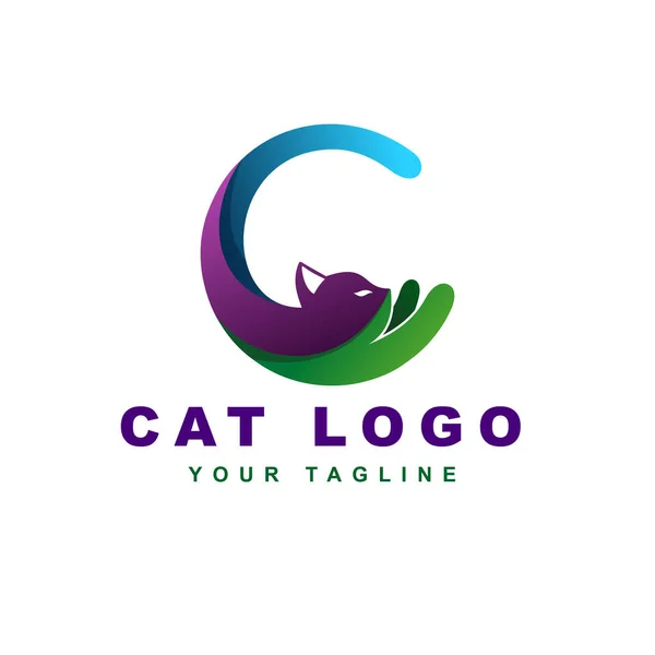 Letra Logo Con Concepto Animal Gato — Vector de stock